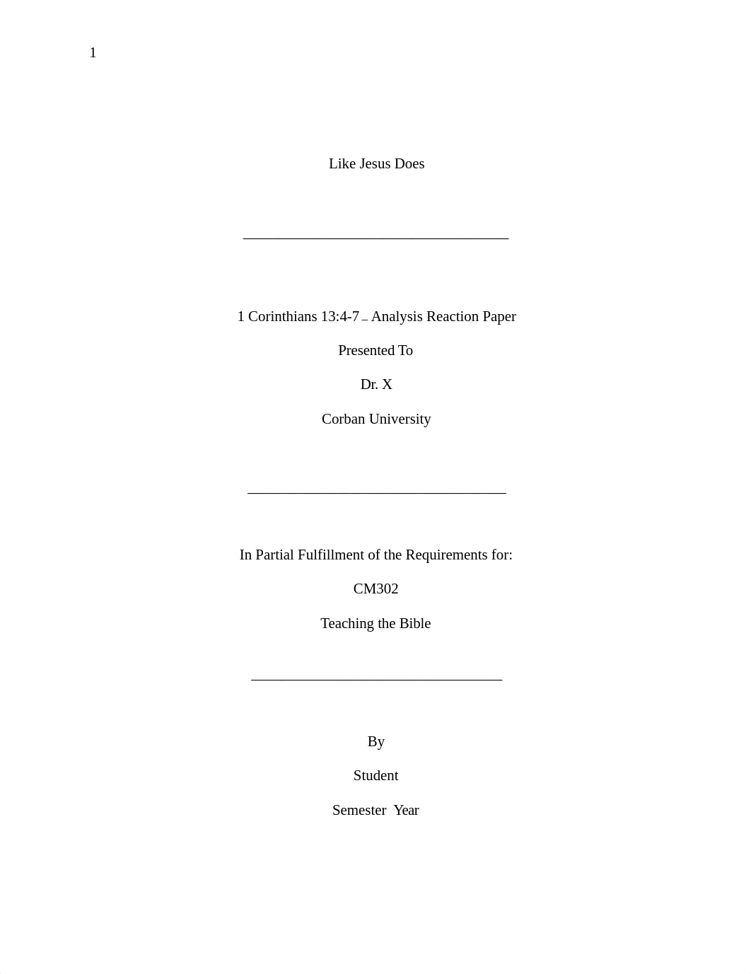 1 Corinthians 13-4-7 - Analysis Reaction Paper.docx_d15005c0z1w_page1