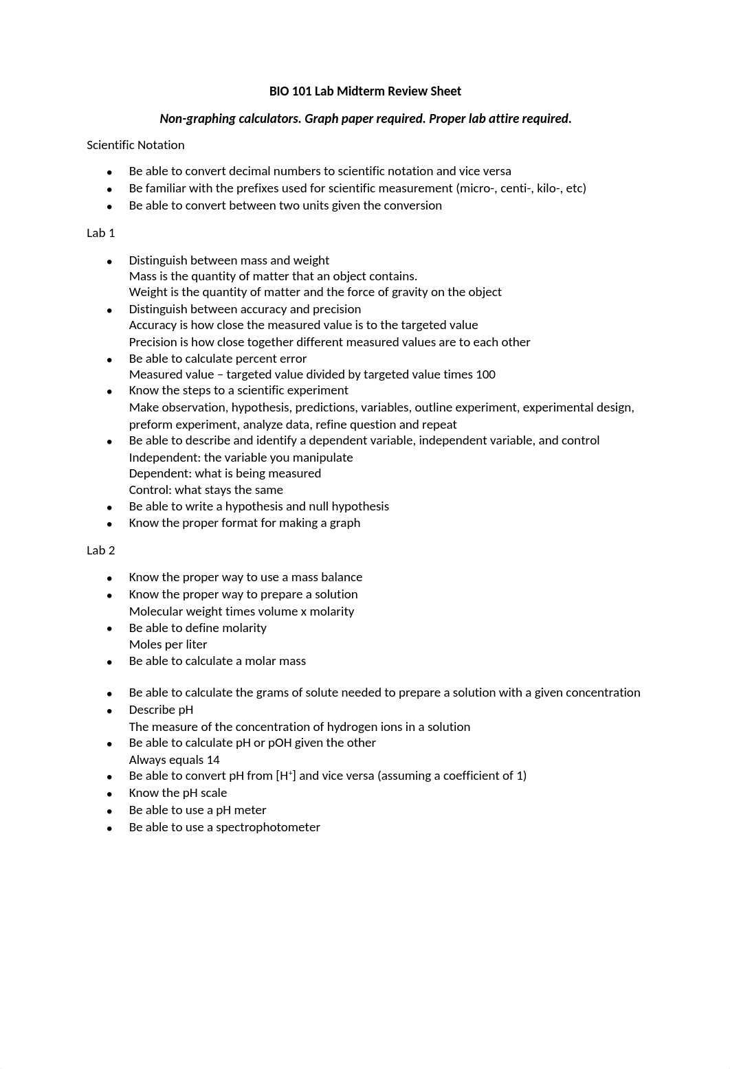 BIO 101 Lab Midterm Review Sheet_d150694f5nn_page1