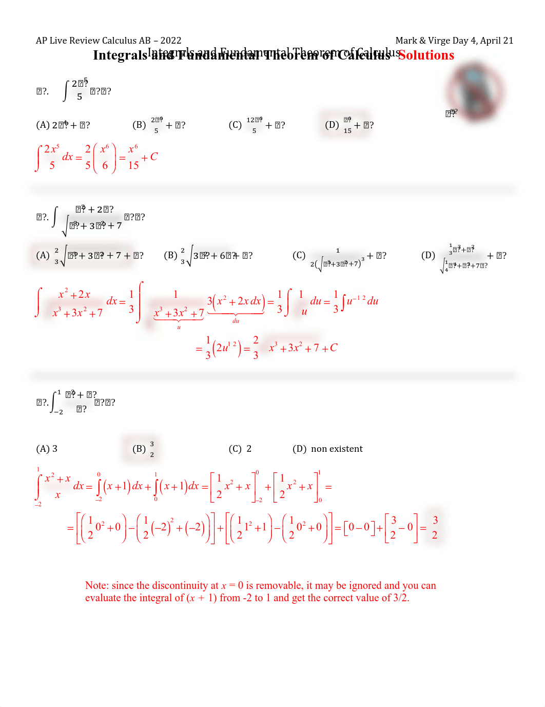 Day 4 Key - April 21 Integrals and FTC.pdf_d15bm12vbkn_page1