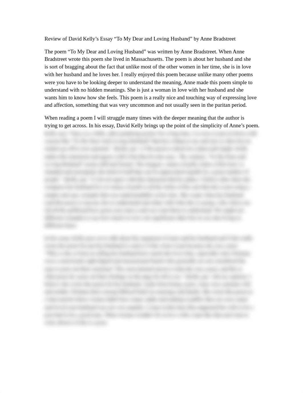 Review of David Kelly's Essay "To My Dear and Loving Husband" by Anne Bradstreet.rtf_d15p9akjk1x_page1