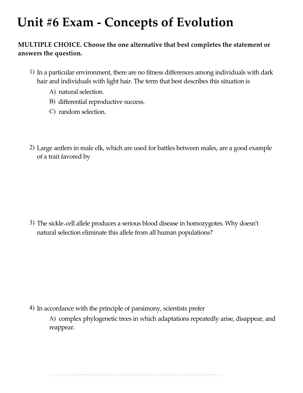 Unit #6 Exam - Concepts of Evolution_d15pbfm4dmd_page1