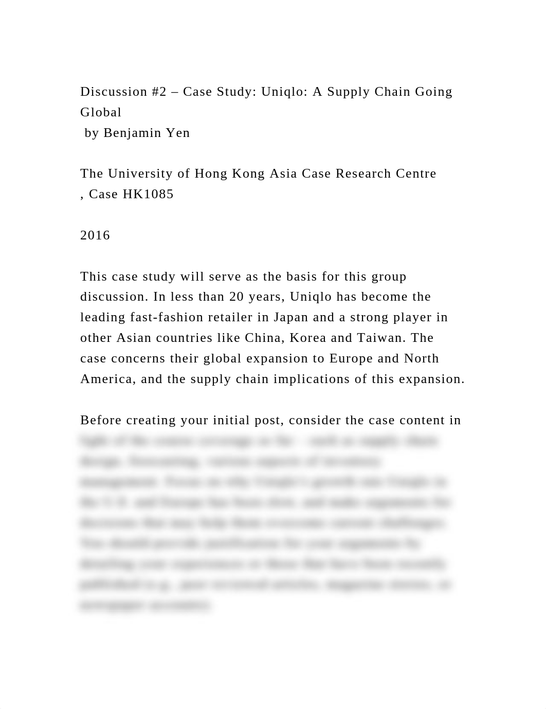 Discussion #2 - Case Study Uniqlo A Supply Chain Going Global by.docx_d15z21h15e2_page2