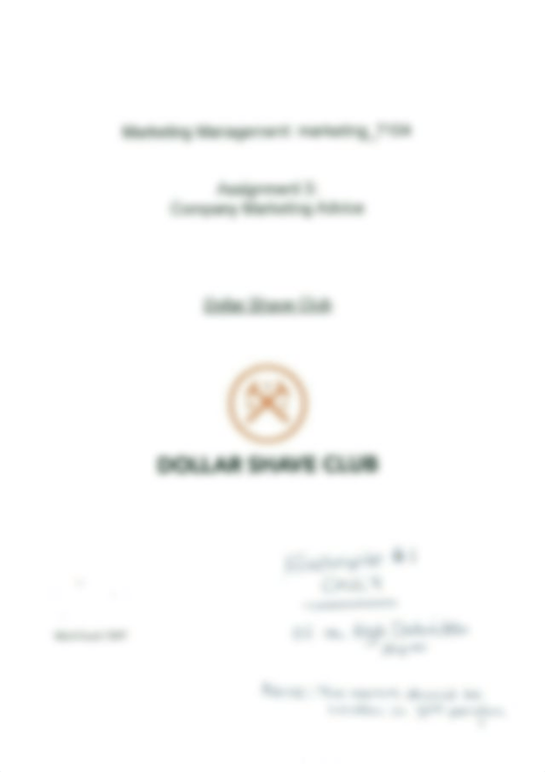 SAMPLE PAPER_HIGH DISTINCTION_Assignment 3. Dollar Shave Club.pdf_d16knn0iij1_page1