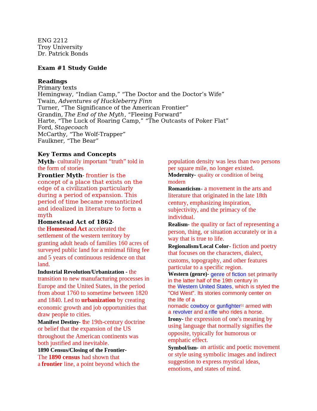 ENG 2212 Exam #1 Study Guide.docx_d16vn9zwayi_page1