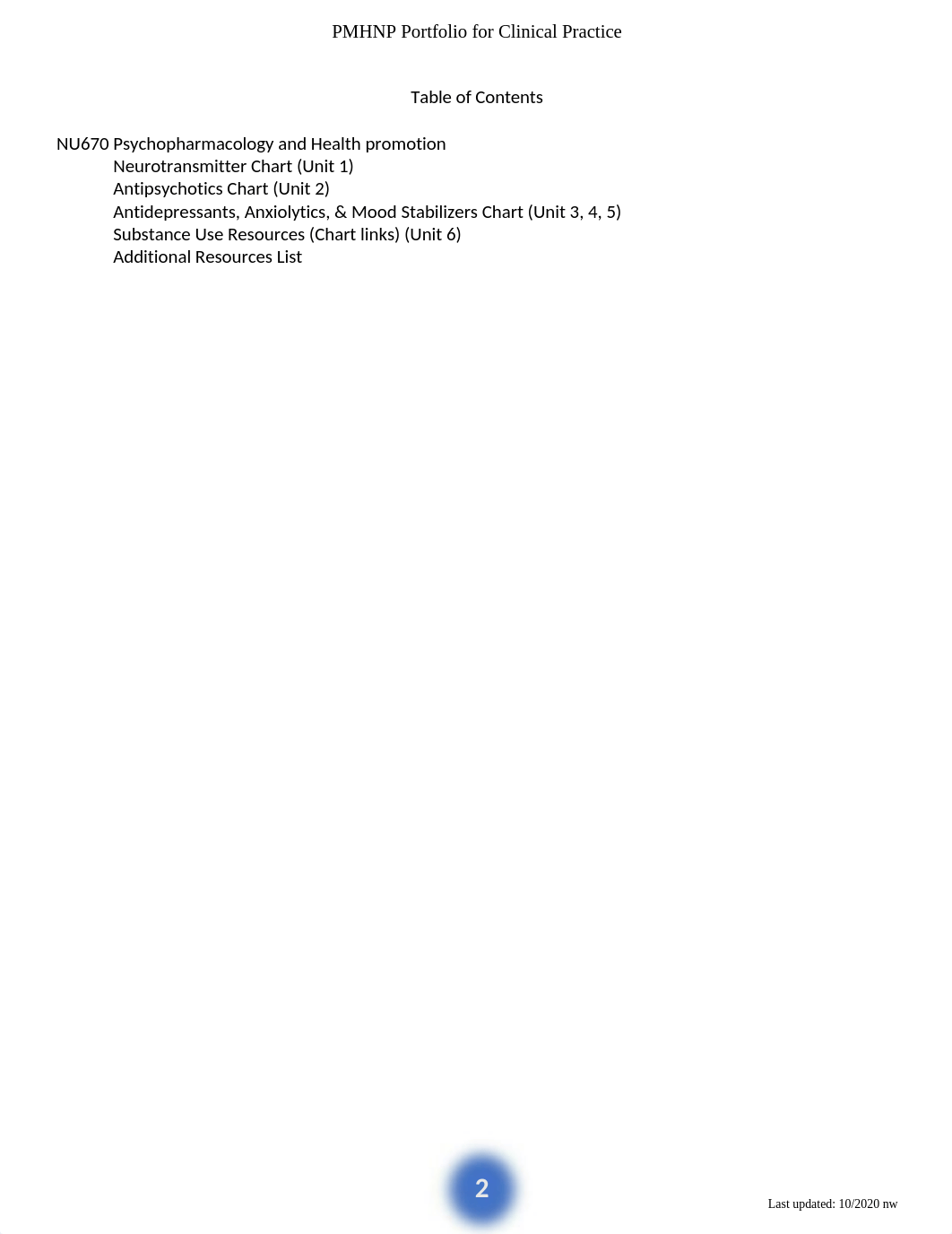 NU670-PMHNP Portfolio for Clinical Practice (3).docx_d16wpg40was_page2