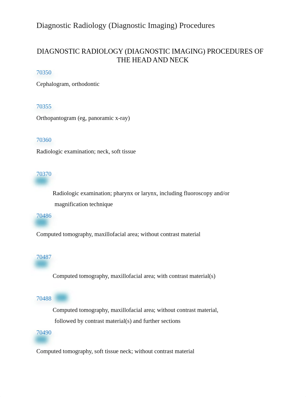 DIAGNOSTIC RADIOLOGY CPT MANUAL CODES - 3-29-2021.docx_d171wdnespf_page1