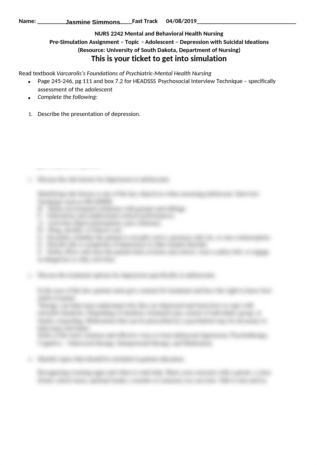 Jasmine NURS2242 Pre- assignment - adolescent depression (1).rtf_d17783vcpw0_page1