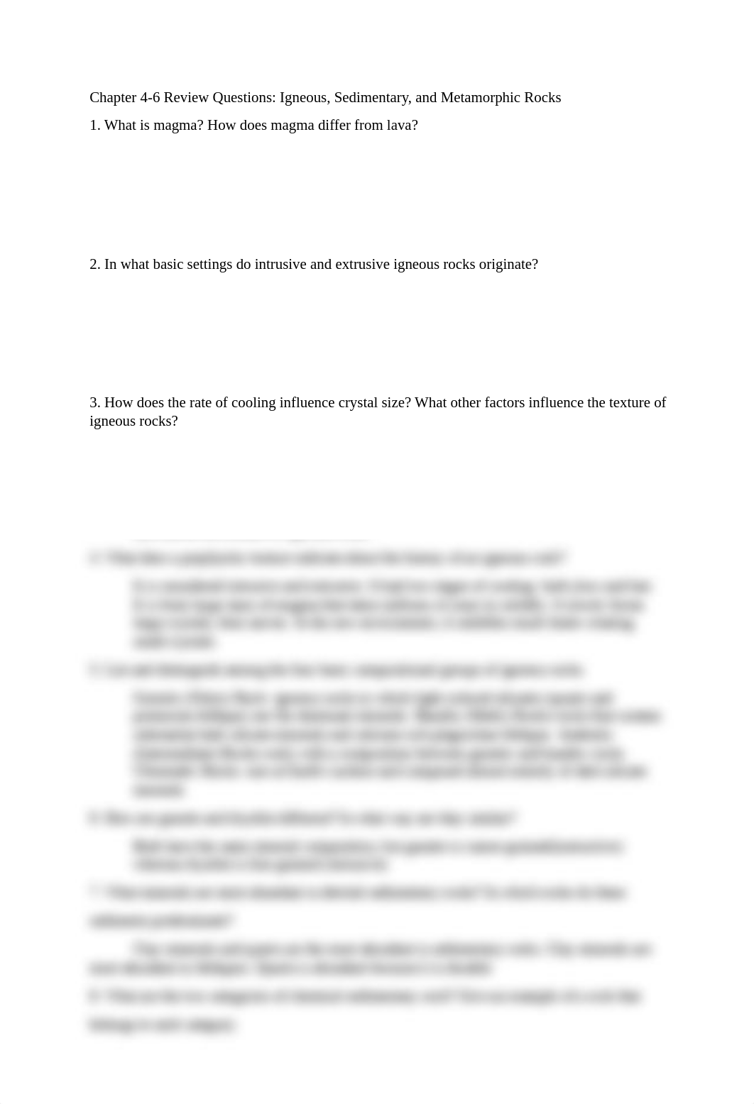 Geology-Chapter 4-6 Review Questions Igneous, Sedimentary, and Metamorphic Rocks.docx_d17hjpfwpmq_page1
