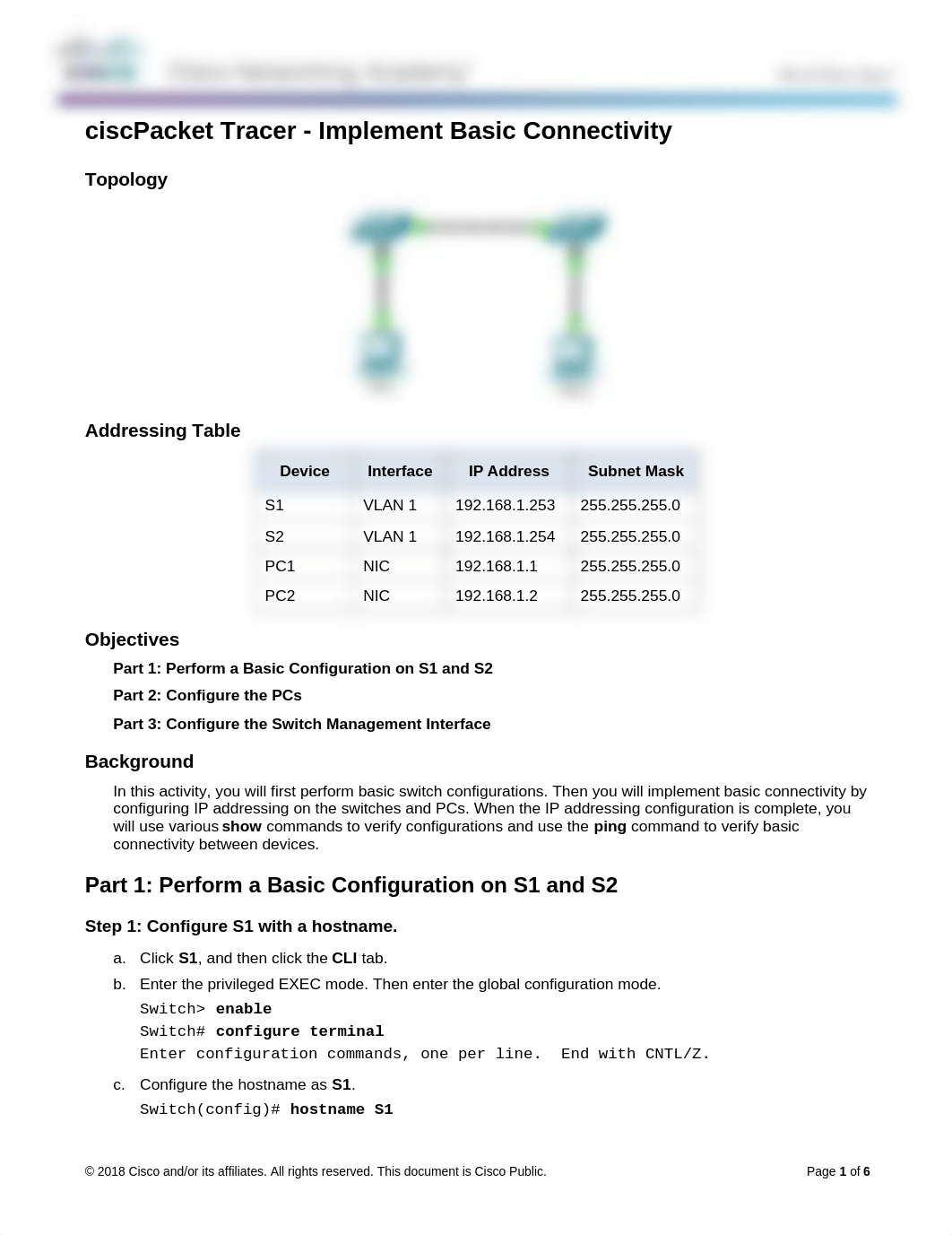 8.5.1.3 Packet Tracer - Implementing Basic Connectivity.docx_d17ihaazvzk_page1