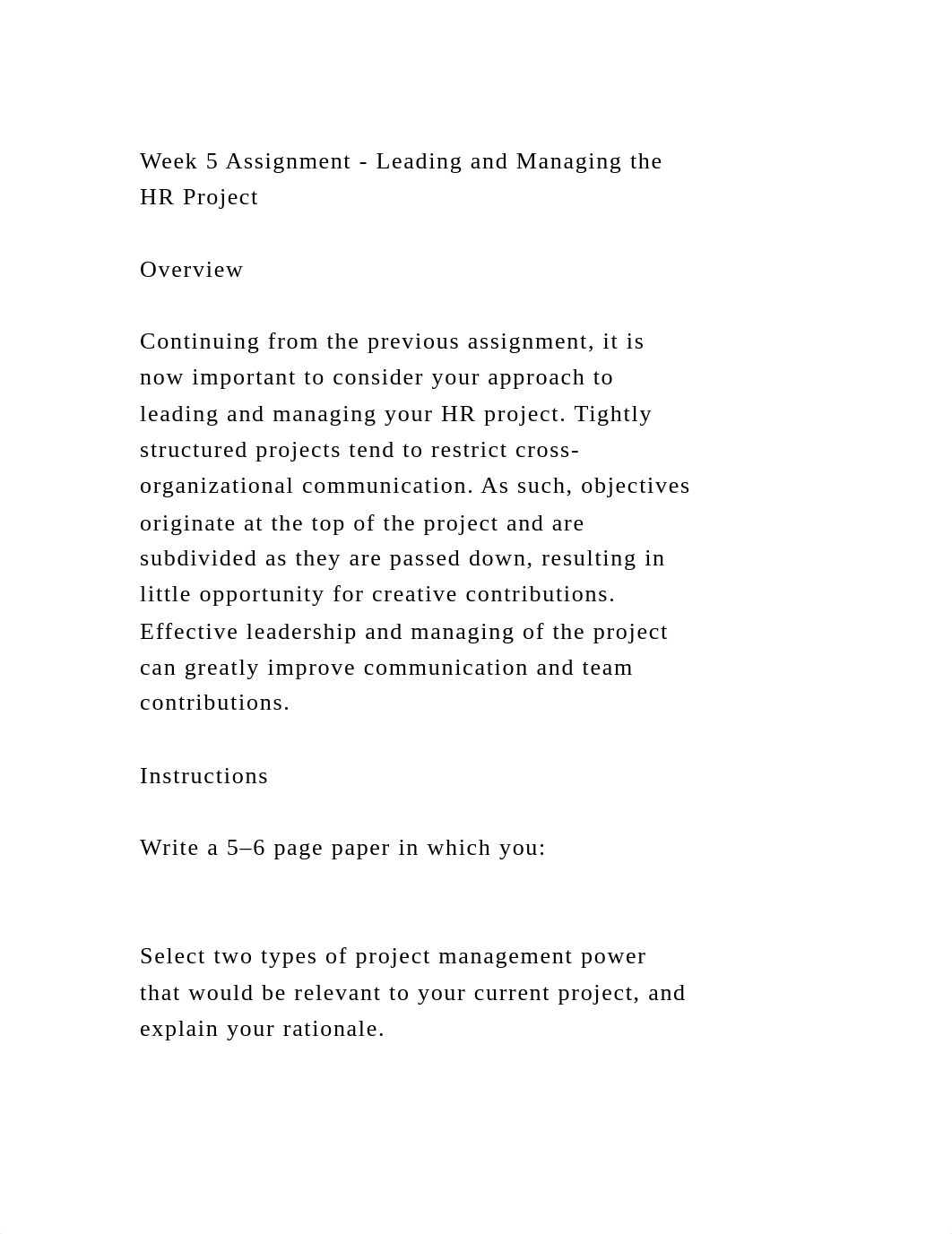 Week 5 Assignment - Leading and Managing the HR ProjectOverview.docx_d17mmwst2dm_page2