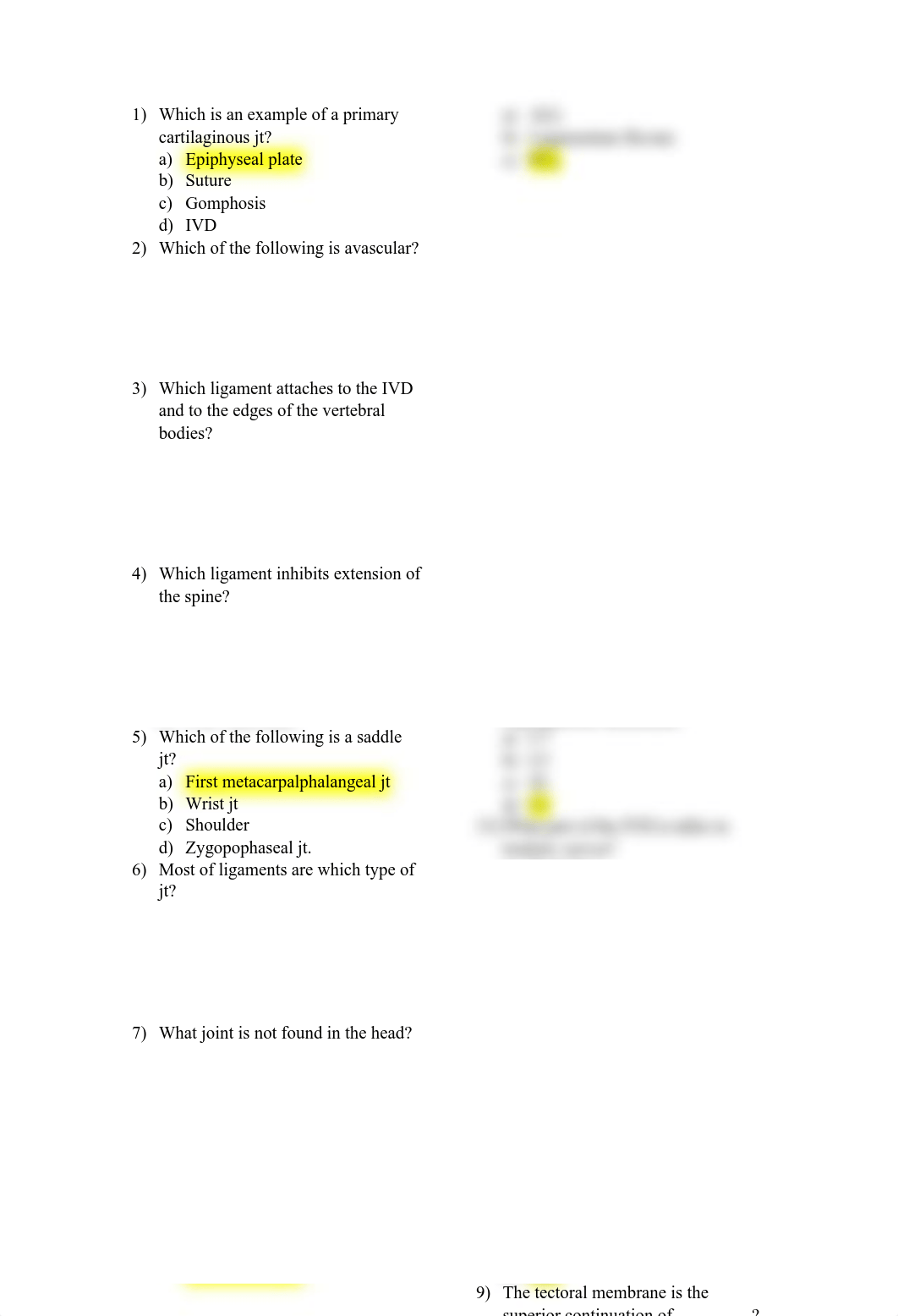 ANAT 1607 Spinal Anatomy - Practice Test 2 (Answers Highlighted)_d184uobs0mb_page1