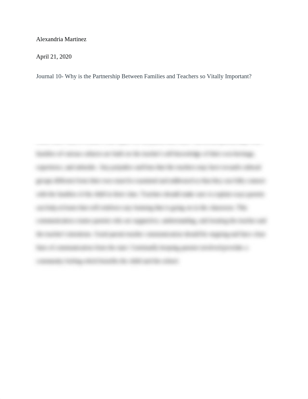 Journal 10- Why is the Partnership Between Families and Teachers so Vitally Important.pdf_d18kywqqoka_page1