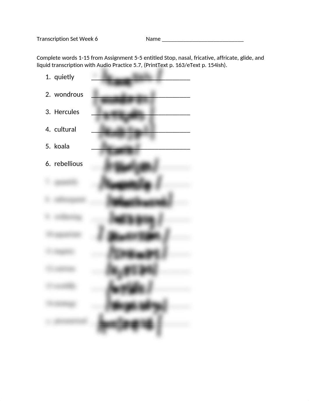 Transcription Set Week 6 through glides,liquids 2.docx_d19215t2v4i_page1