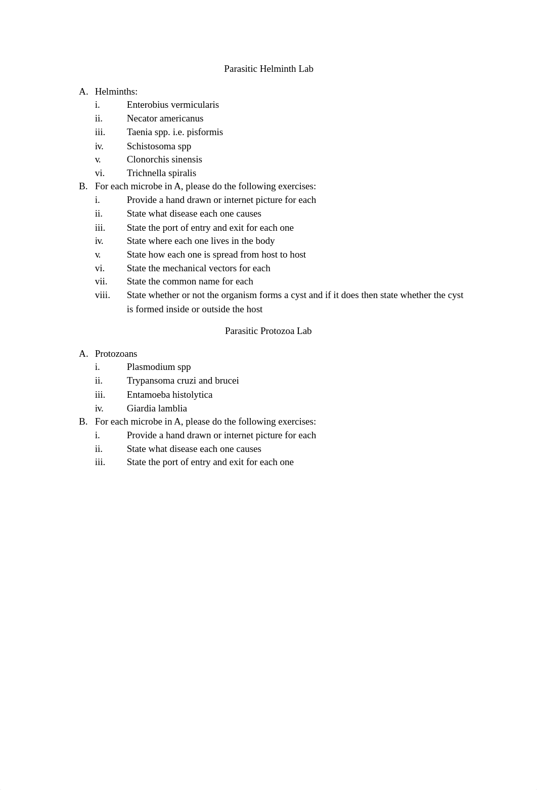 Parasitic Helminth, Protozoa, Blood typing and ELISA Labs.docx_d194ykl80h6_page1