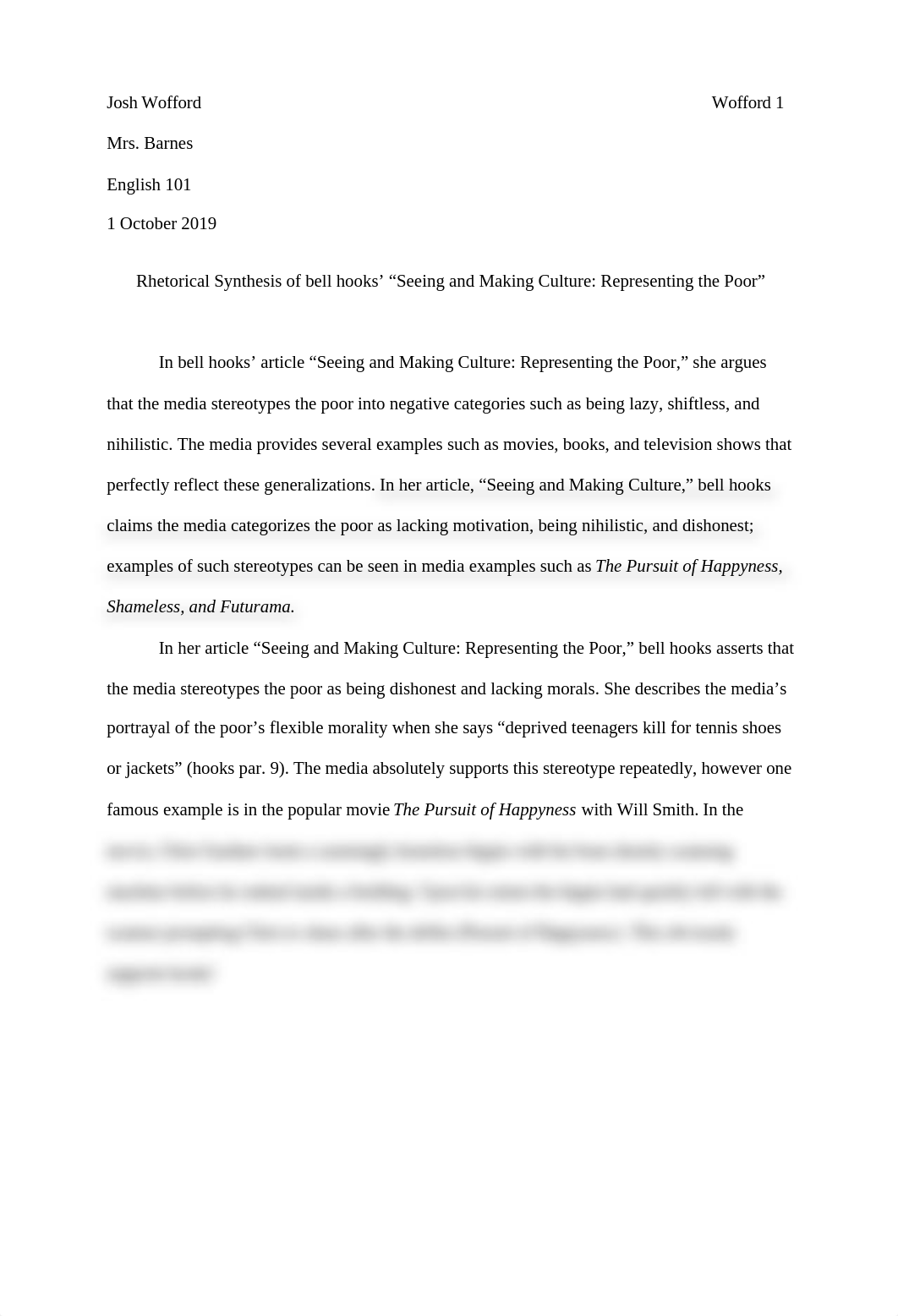 Rhetorical Synthesis of bell hooks' "Seeing and Making Culture: Representing the Poor"_d19rc3a1qkf_page1