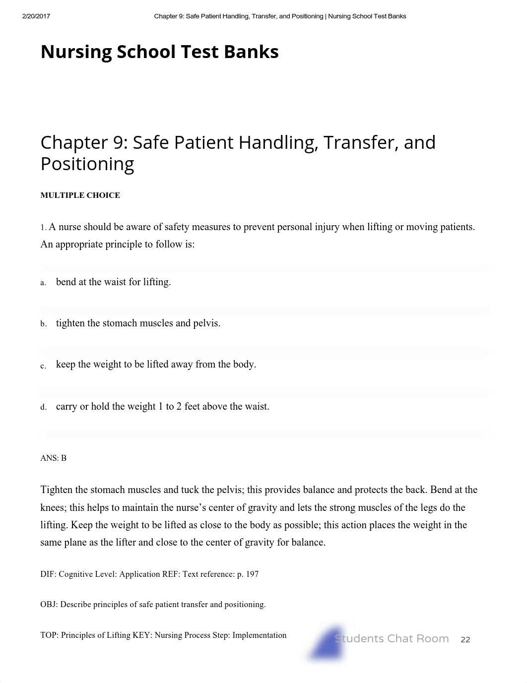 Chapter 9_ Safe Patient Handling, Transfer, and Positioning _ Nursing School Test Banks_d1bcsb9tkow_page1