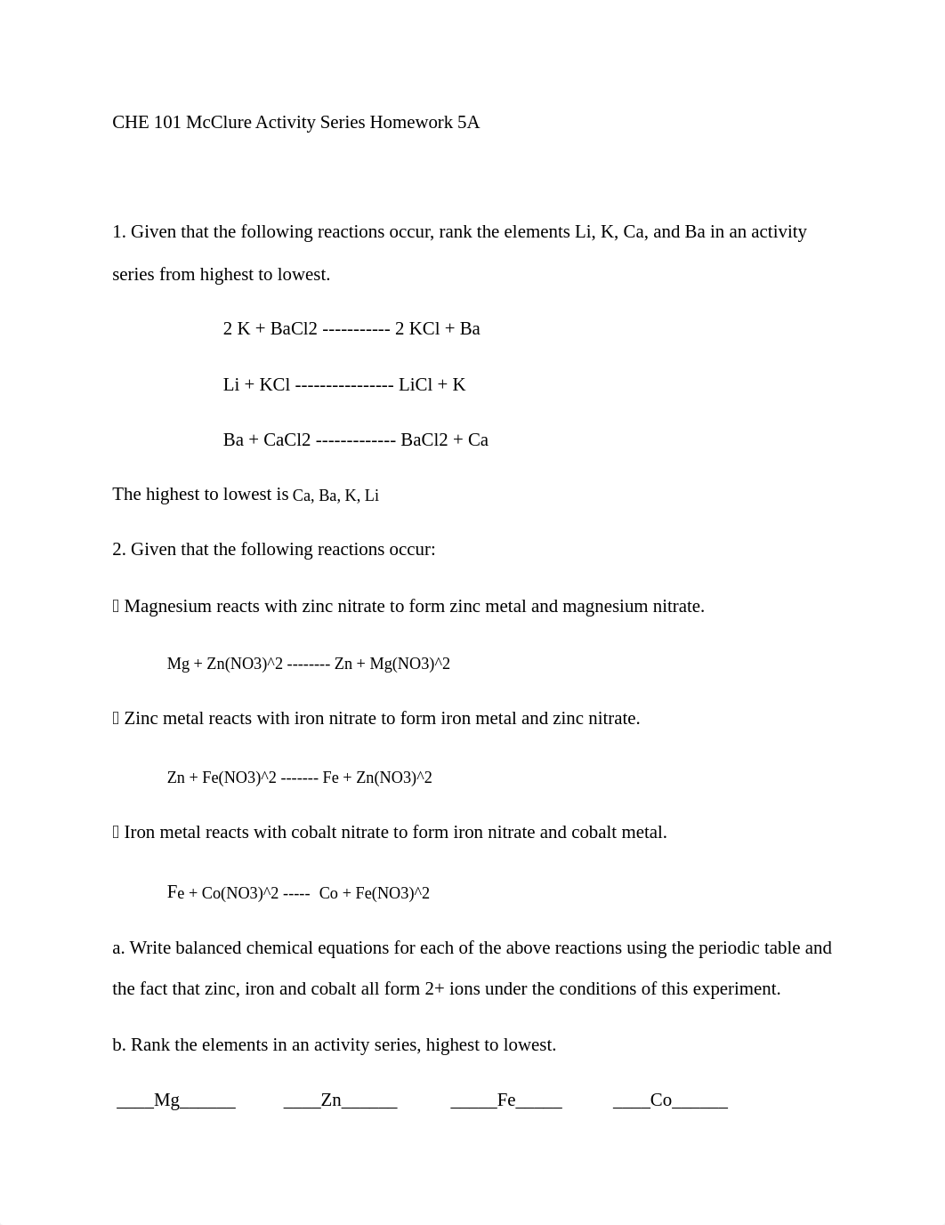 CHE 101 McClure Activity Series Homework 5A.docx_d1bnhjyznfc_page1