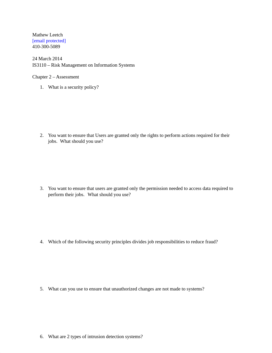 IS3110 Risk Management Homework 2 Assessment_d1btgehuude_page1