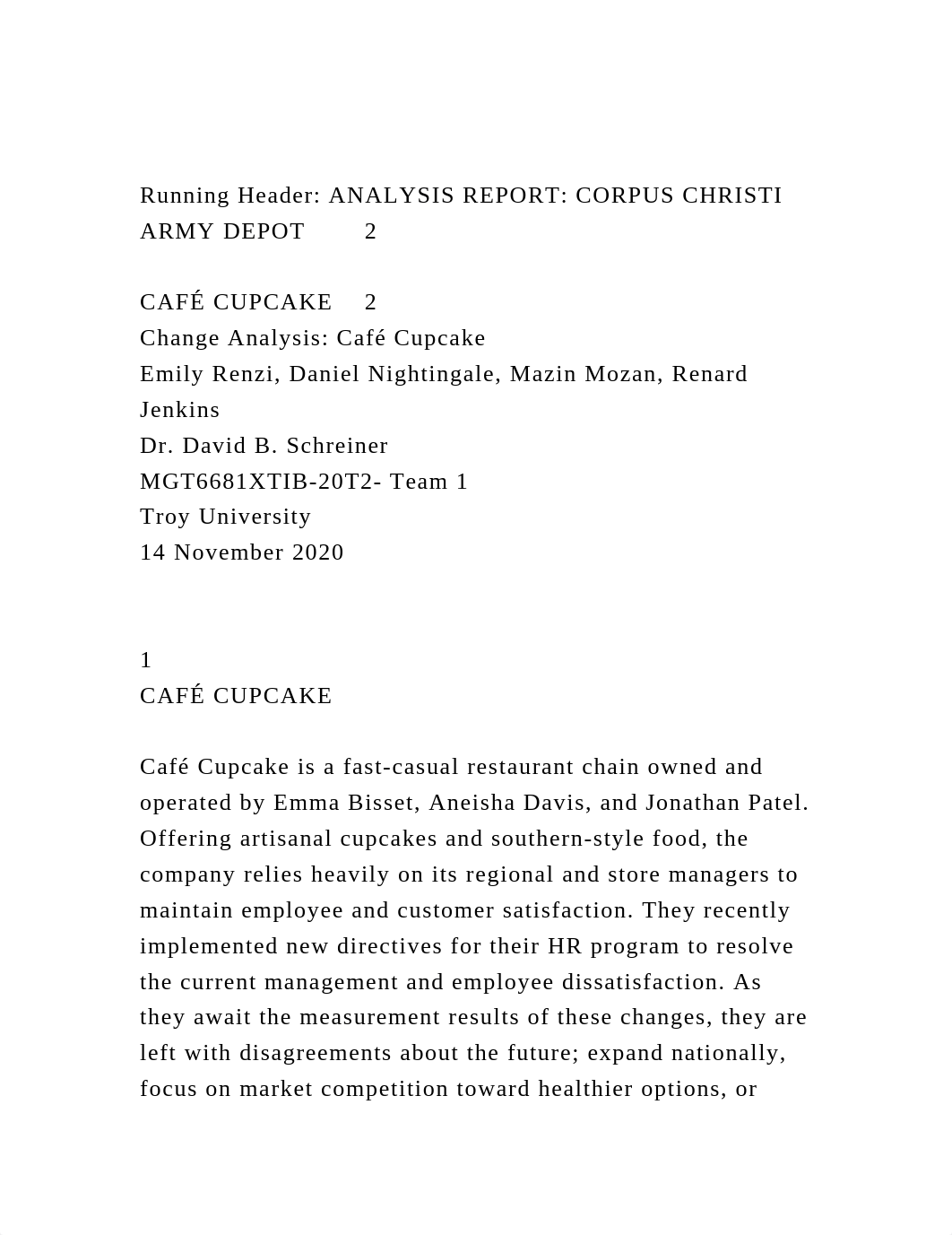 Running Header ANALYSIS REPORT CORPUS CHRISTI ARMY DEPOT 2C.docx_d1bua3iktof_page2