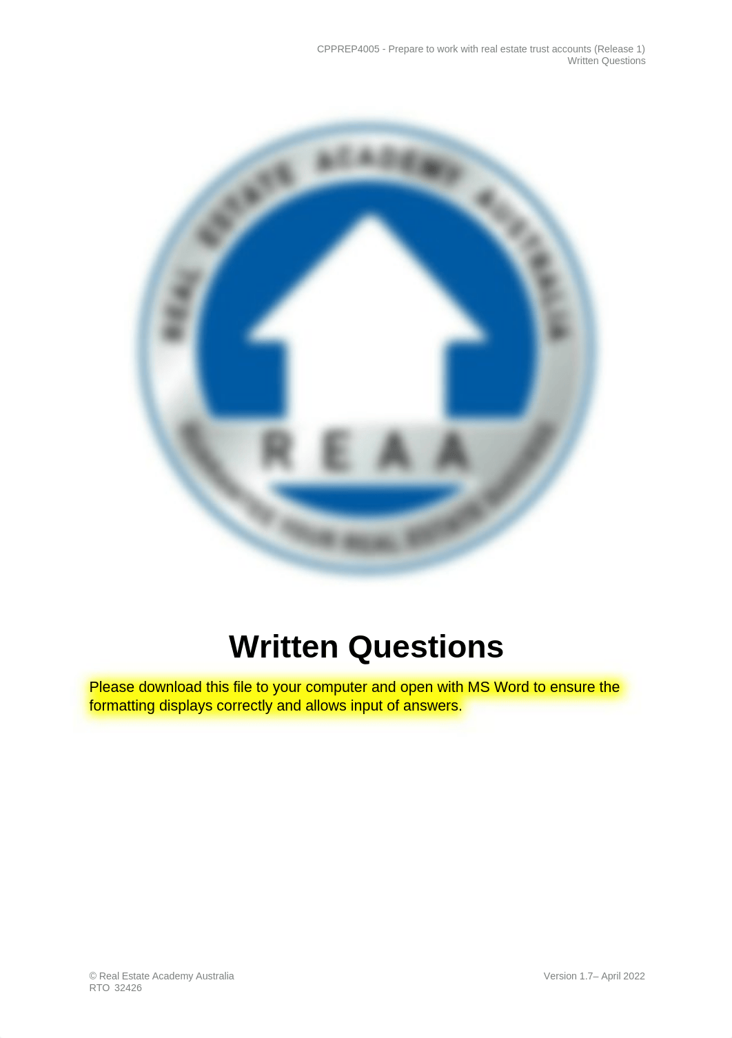 REAA - CPPREP4005 - Written Questions v1 answers.docx_d1clfd3alt9_page1