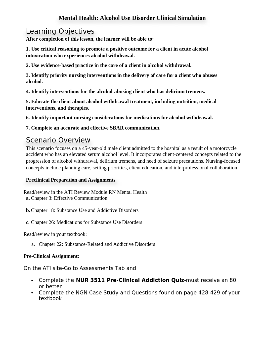 Alcohol Use Disorder Simulation Clinical Student Version Revised Spring 24.docx_d1cnradaueu_page1