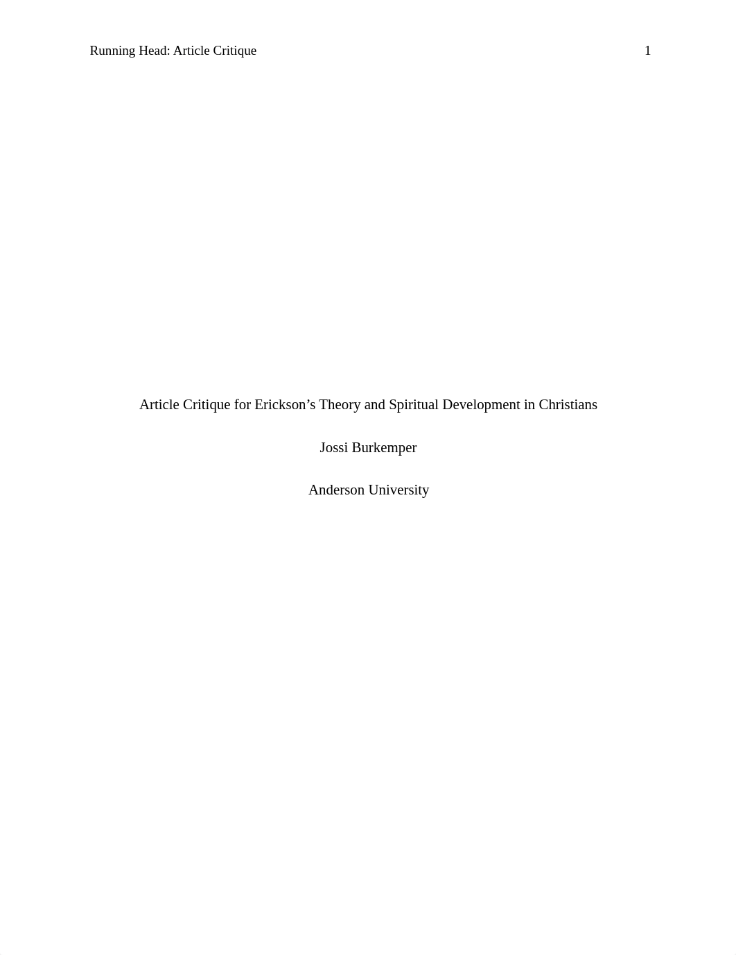 . Article Critique for Erickson's Theory and Spiritual Development in Christians.pdf_d1cpfva3qfp_page1