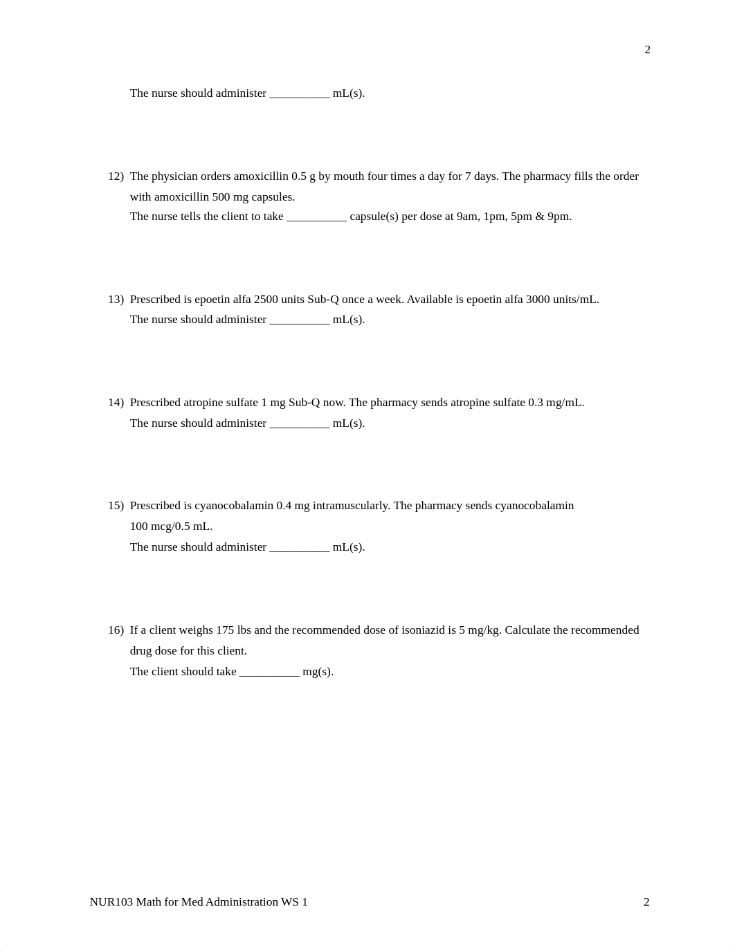 NUR103 math for medication administration Worksheet 1.docx_d1dlbxmmck6_page2