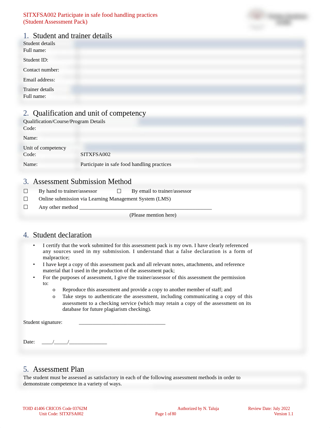 (Complete)SITXFSA002 Student Assessment Pack.docx_d1e0ae3mrut_page1