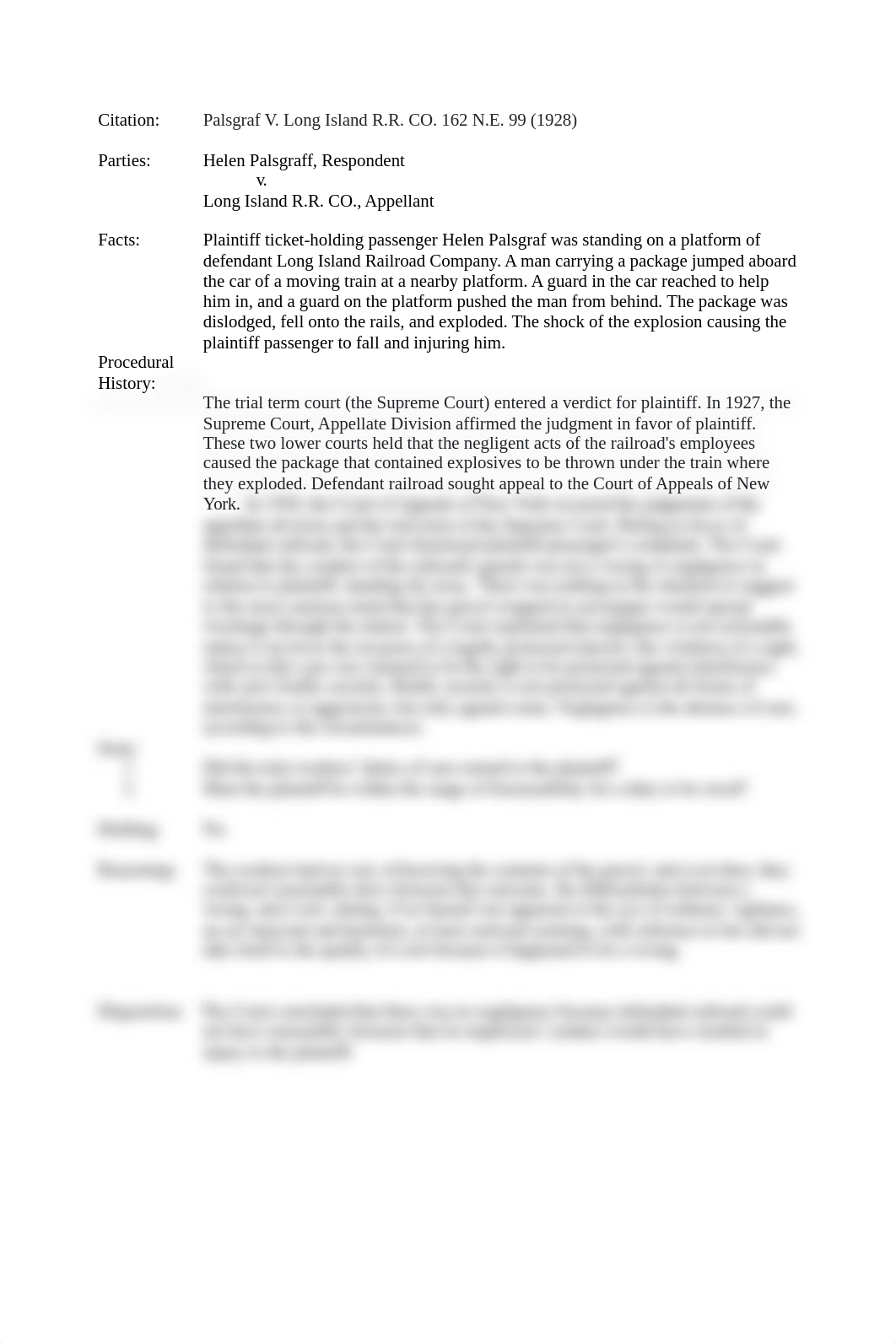 Palsgraf V. Long Island R.R. CO. 162 N.E. 99 (1928).docx_d1ei3sb58ie_page1