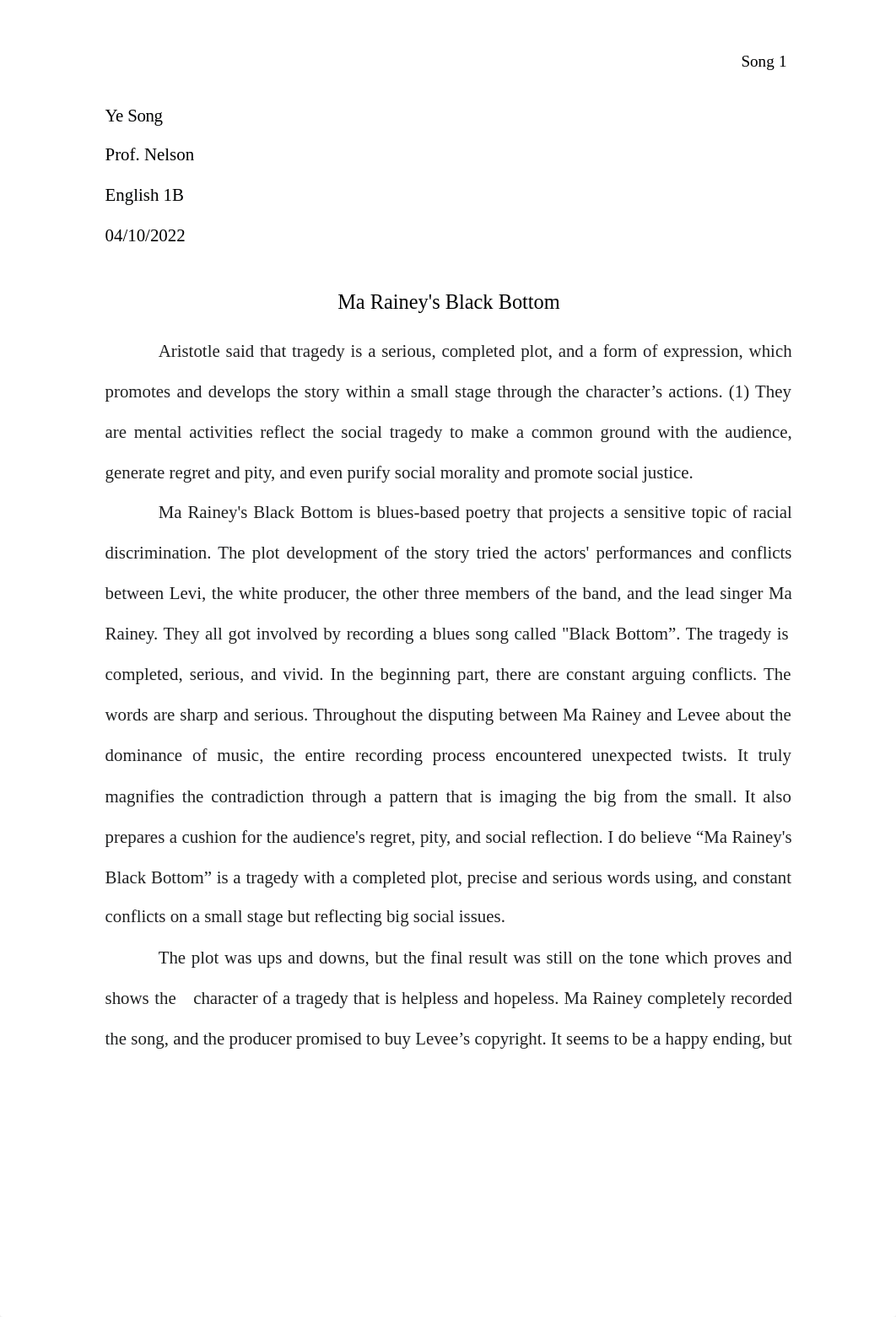 Ma Rainey's Black Bottom Final Essay.pdf_d1ejdu0vpbd_page1