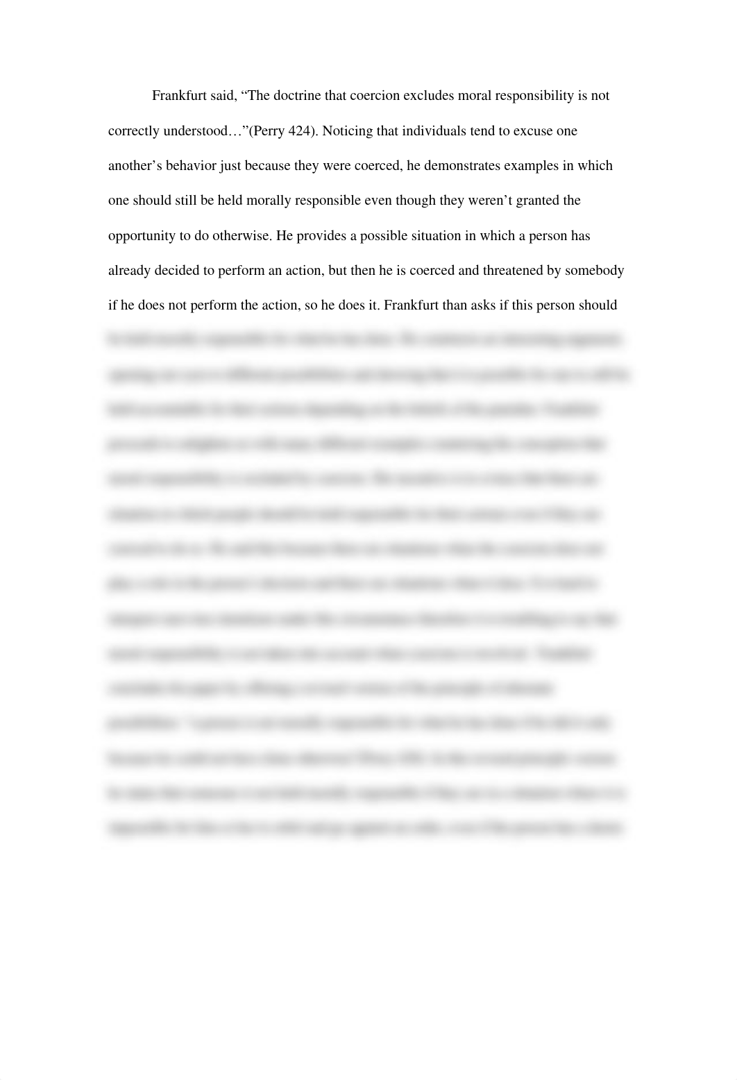 PHIL102: Critical Analysis of Harry G. Frankfurt's paper, which is titled "Alternate Possibilities a_d1emow0t5gd_page2