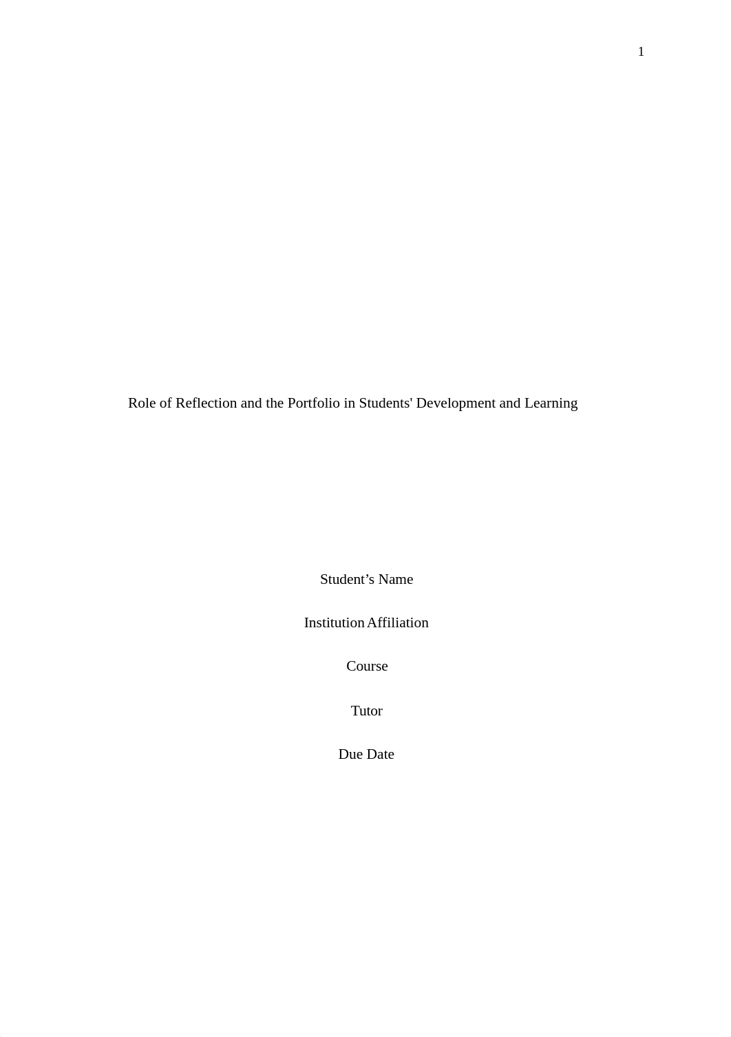 1652120079510_Role of Reflection and the Portfolio in Students Development and Learning.edited.docx_d1fvuayny64_page1