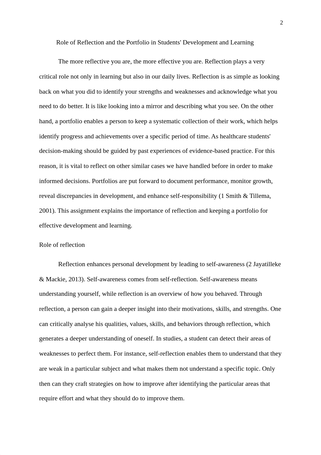 1652120079510_Role of Reflection and the Portfolio in Students Development and Learning.edited.docx_d1fvuayny64_page2