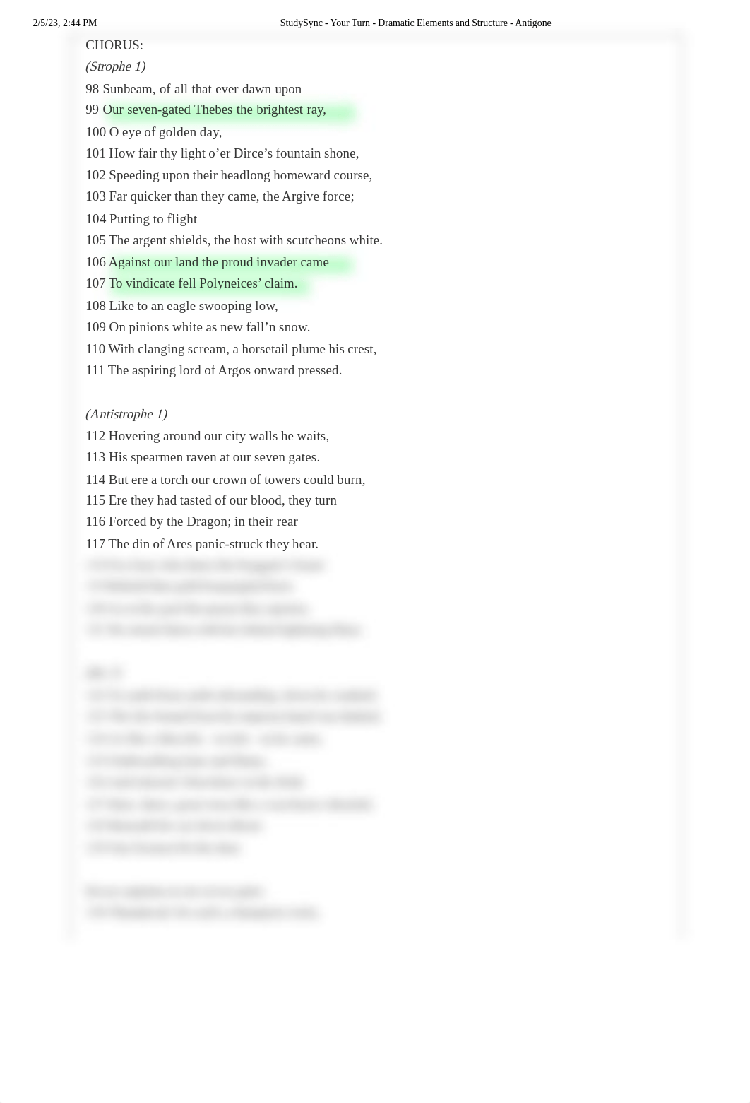 Ka Marrion Jenkins - Guided Practice StudySync - Your Turn - Dramatic Elements and Structure - Antig_d1fz3ok3qkl_page1