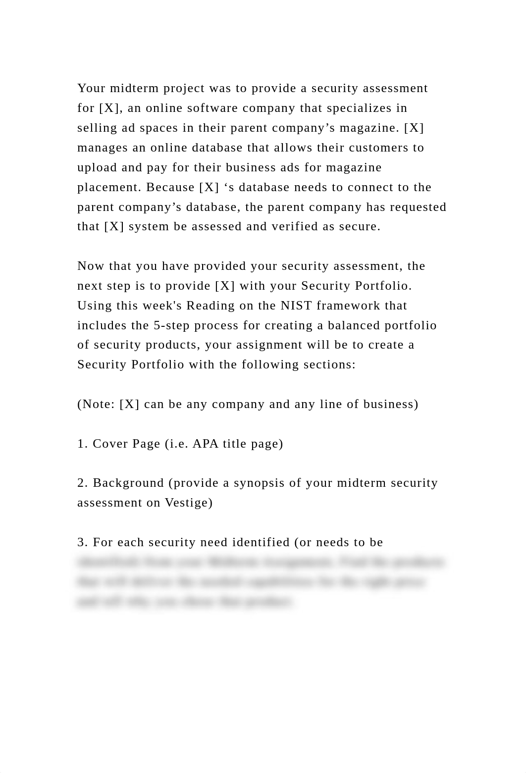 Your midterm project was to provide a security assessment for [X], a.docx_d1g2gxrul3c_page2