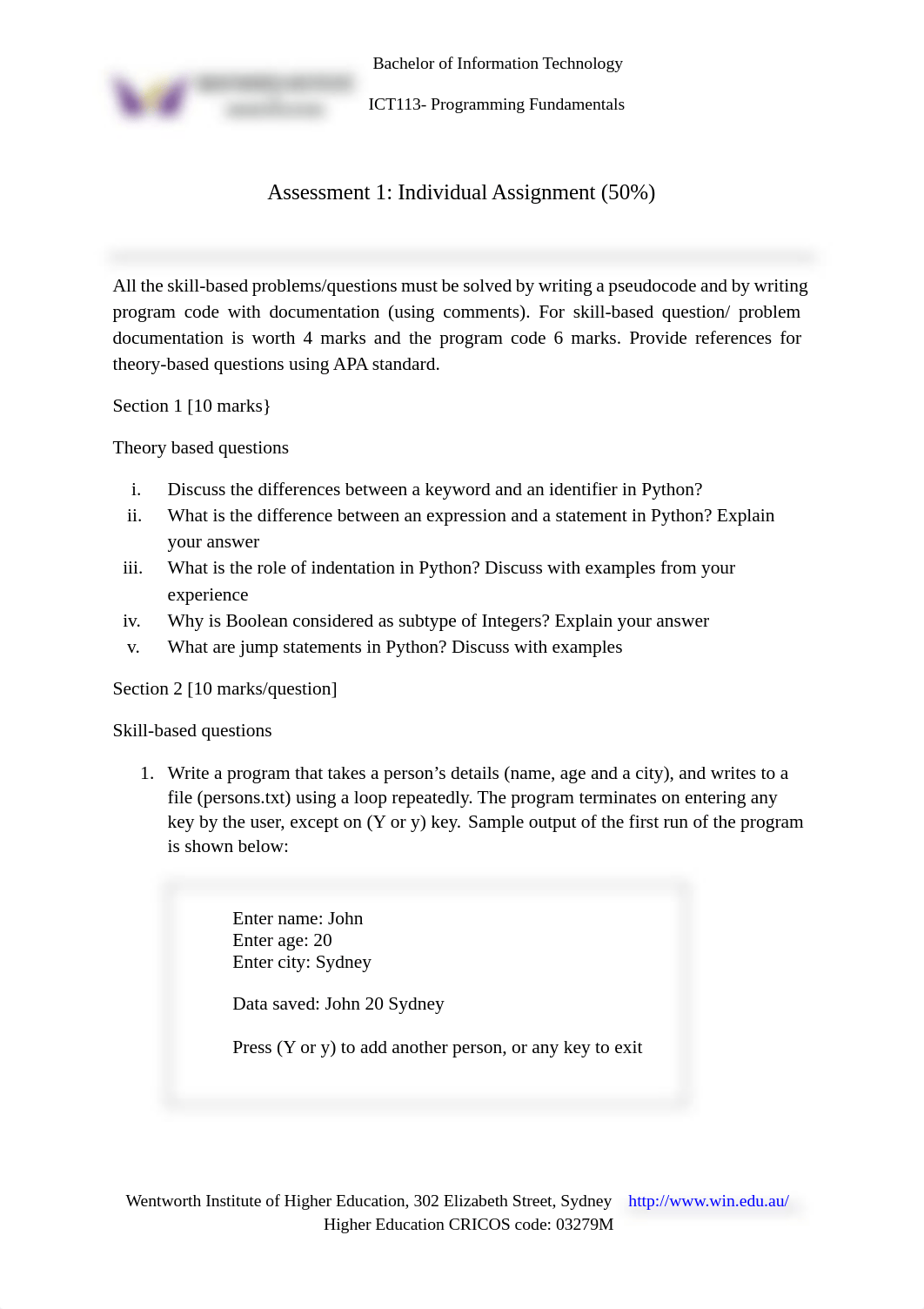 ICT113 Programming Fundamentals Assignment 1-3.pdf_d1g4txoahyq_page1