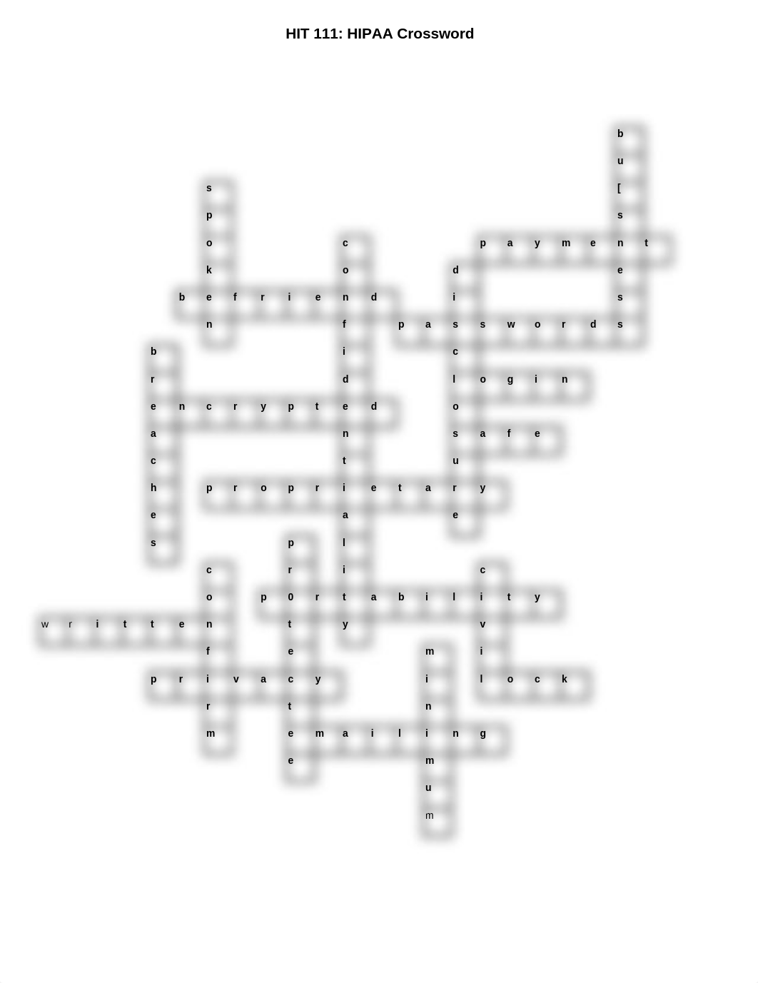 HIT 111 HIPAA Crossword Puzzle.xlsx_d1ghyzsnqtz_page1