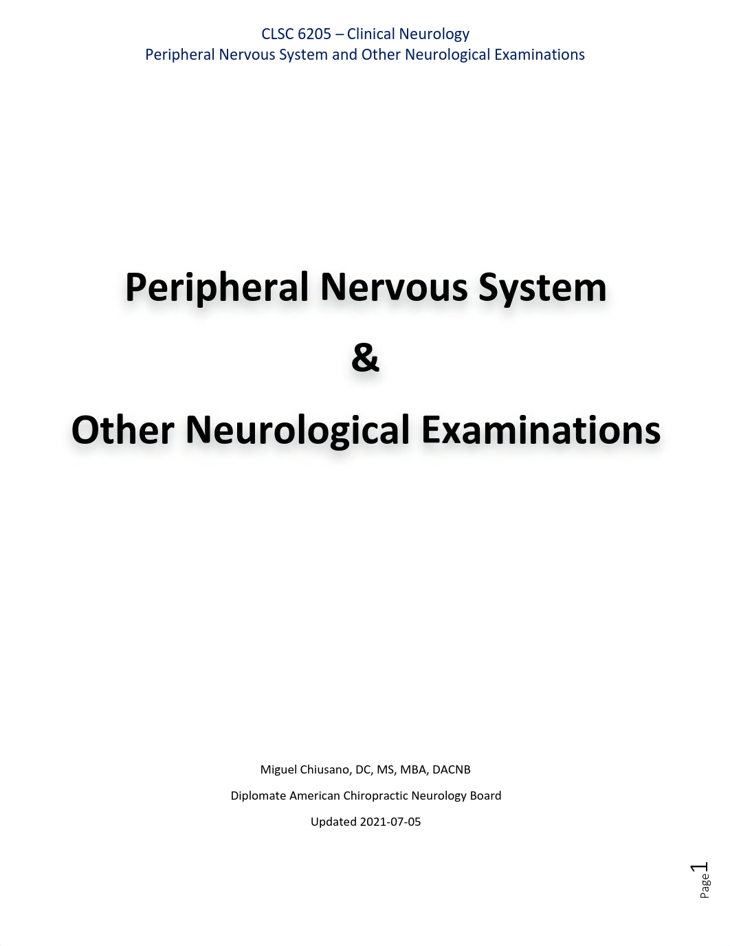 CLSC 6205 Clinical Neurology - Peripheral and Other Neurological Examination Lab Handbook Updated 20_d1gn42dv5wm_page1