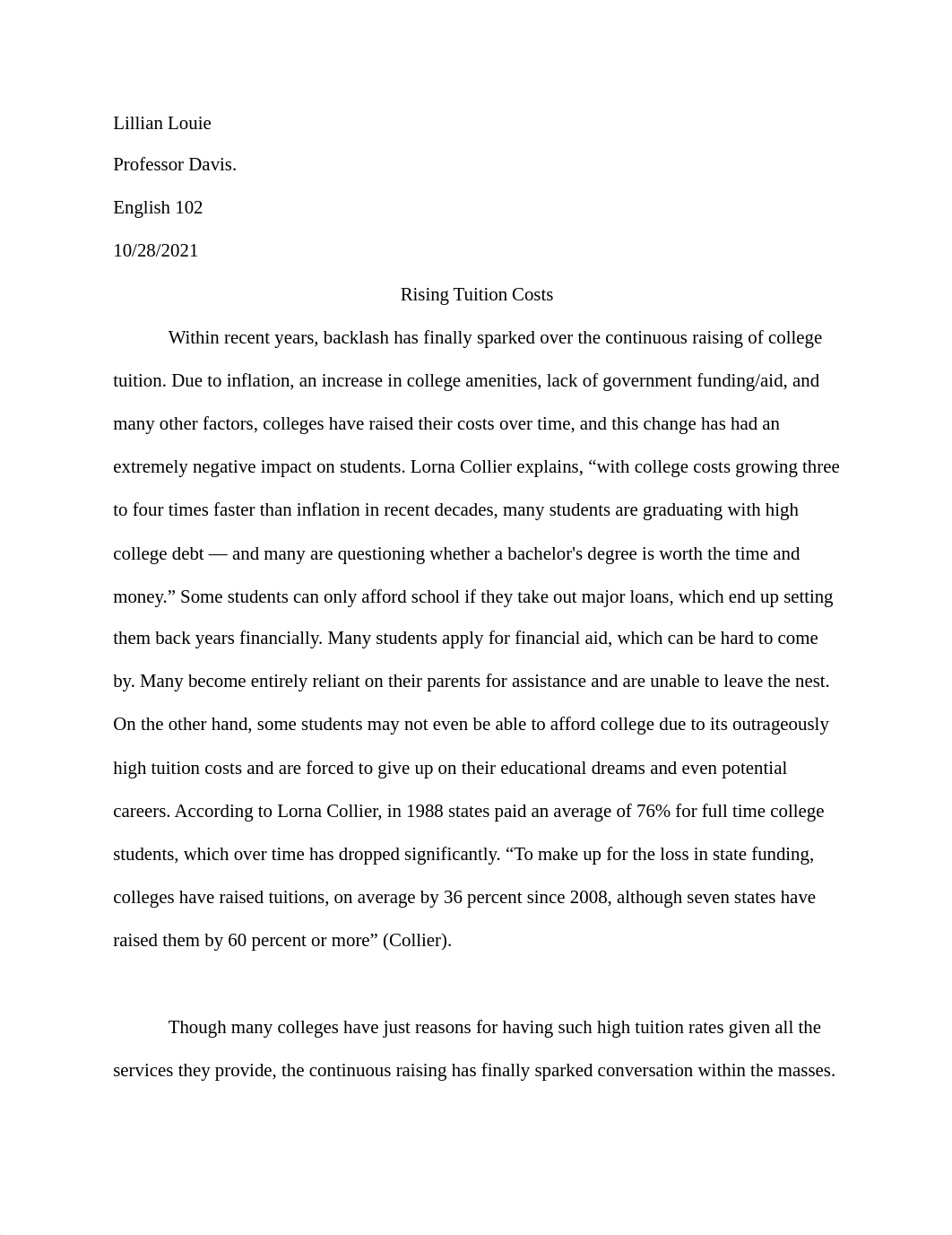 Rising Tuition Costs Essay - Lillian Louie.docx_d1hn9c1tvw1_page1