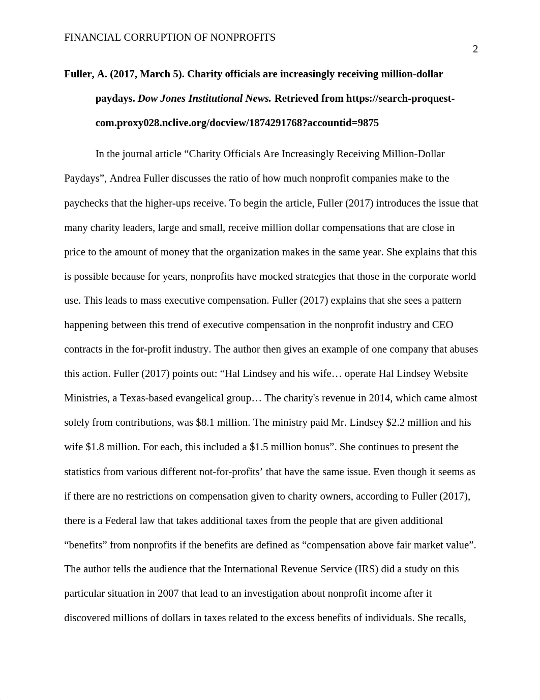 An Annotated Bibliography of the Financial Corruption of Nonprofits.docx_d1huo6c5fbt_page2