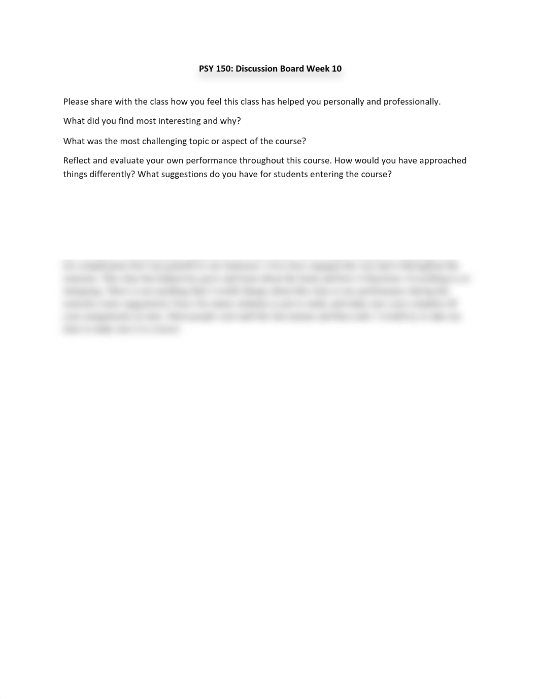 PSY 150 Discussion Board week 10.pdf_d1i2lkci0do_page1