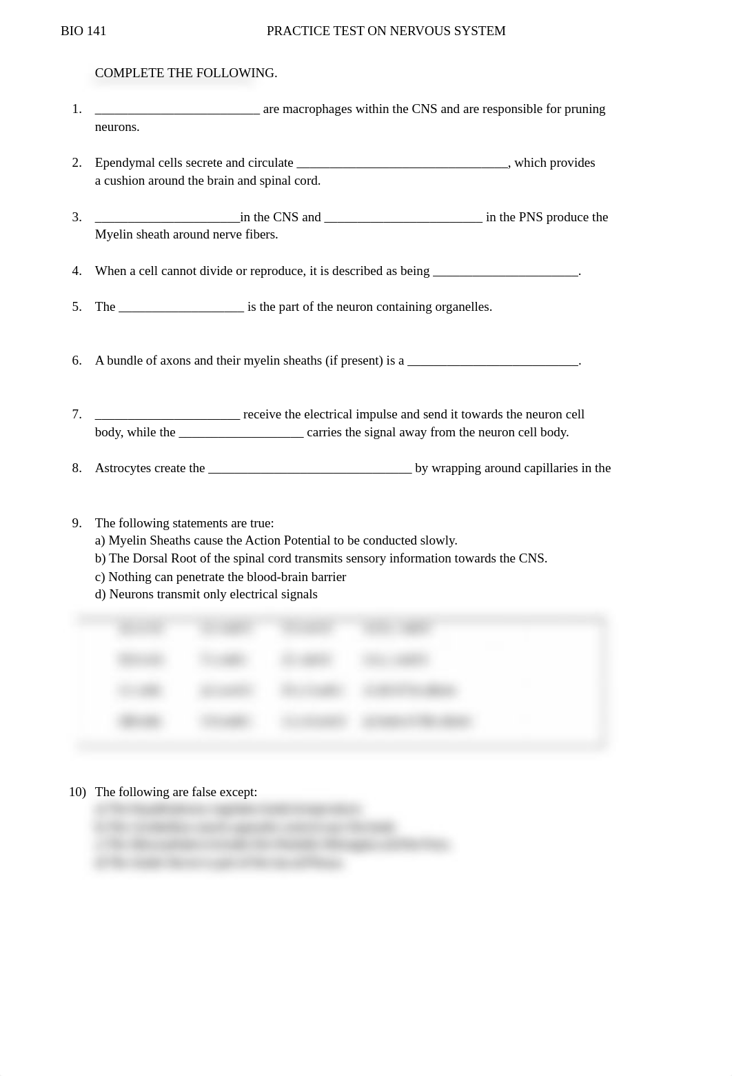 PRACTICE TEST NERVOUS SYSTEM BIO 141 Longer Version.xlsx_d1iutvm9khr_page1