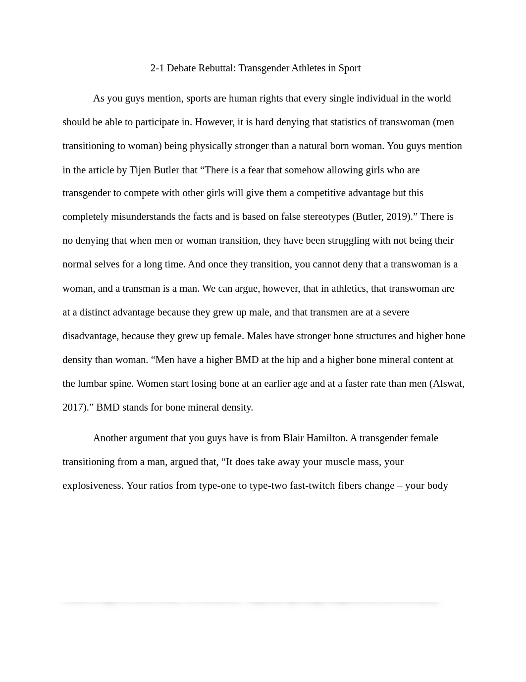 2-1 Debate Rebuttal - Transgender Athletes in Sport.docx_d1iwony2vqn_page1