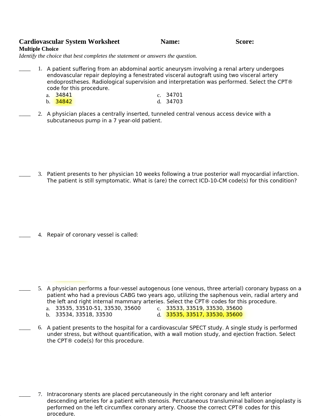 Cardiovascular System Worksheet.rtf_d1j1151kuyn_page1