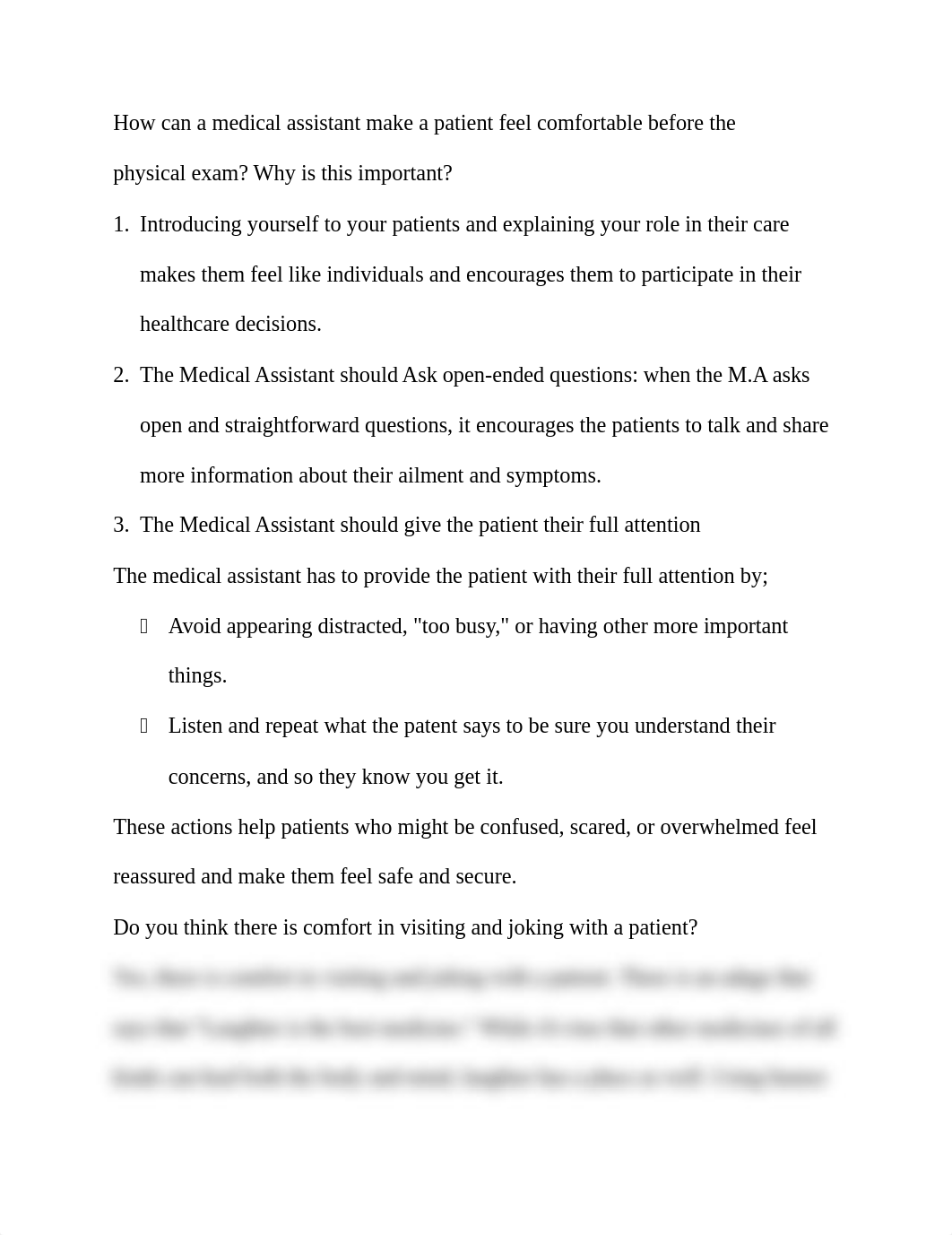 How can a medical assistant make a patient feel comfortable before the physical exam.docx_d1jqcdvj37x_page1