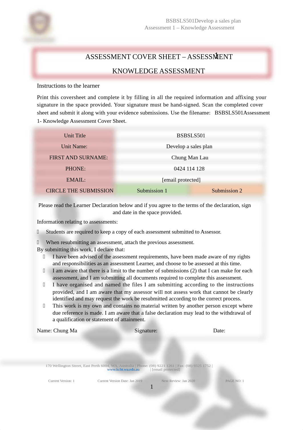 BSBSLS501 - Asseessment 1 - V2 - Jan 2019.docx_d1k17e3l3qr_page1