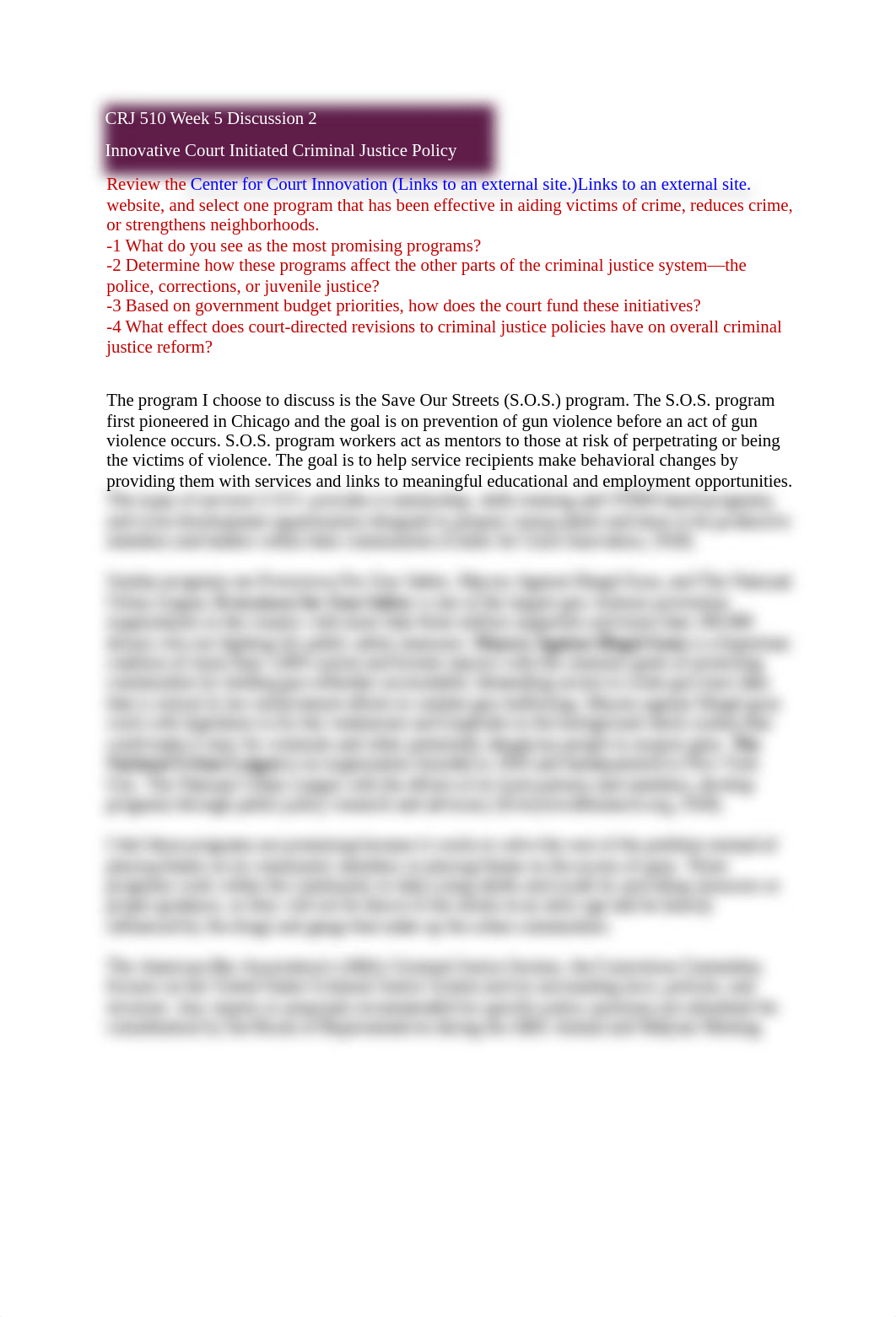 CRJ 510 Week 5 Discussion 2 Innovative Court Initiated Criminal Justice Policy.docx_d1k1qyxlpdh_page1