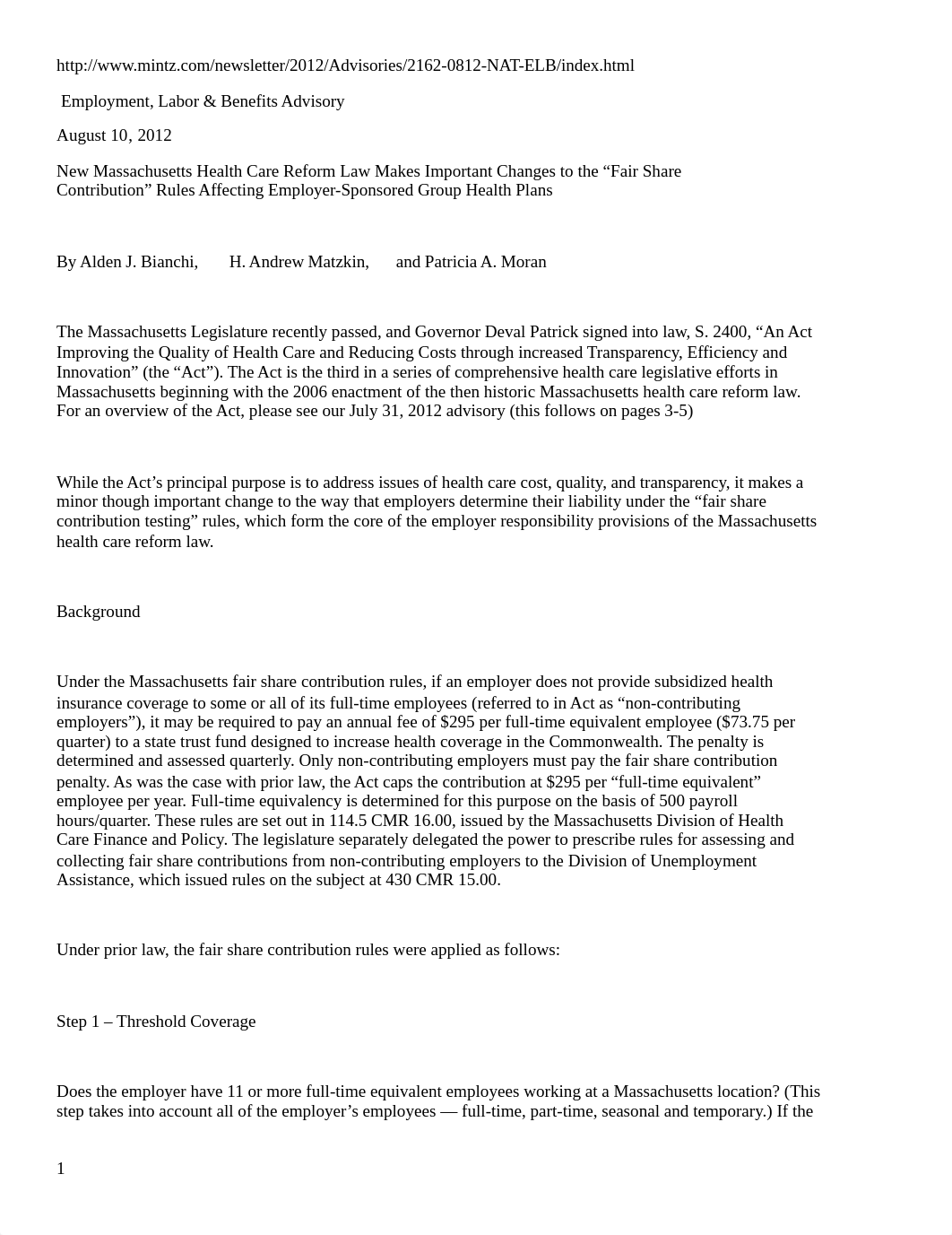 Online 5--New Massachusetts Health Care Reform etc--mintz newletters-July-Aug 2012_d1k1rg6xgsa_page1