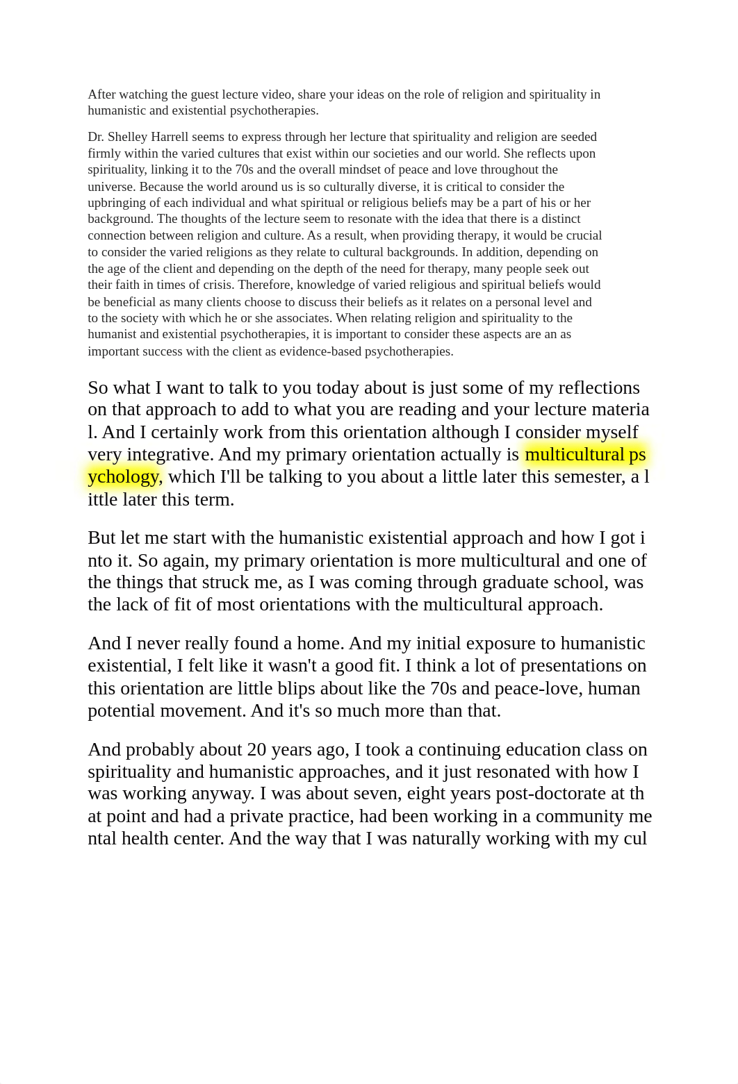 Discussion Post Reflection On Role of Religion and Spirituality in Humanistic and Existential Psycho_d1ke9nyzx6g_page1