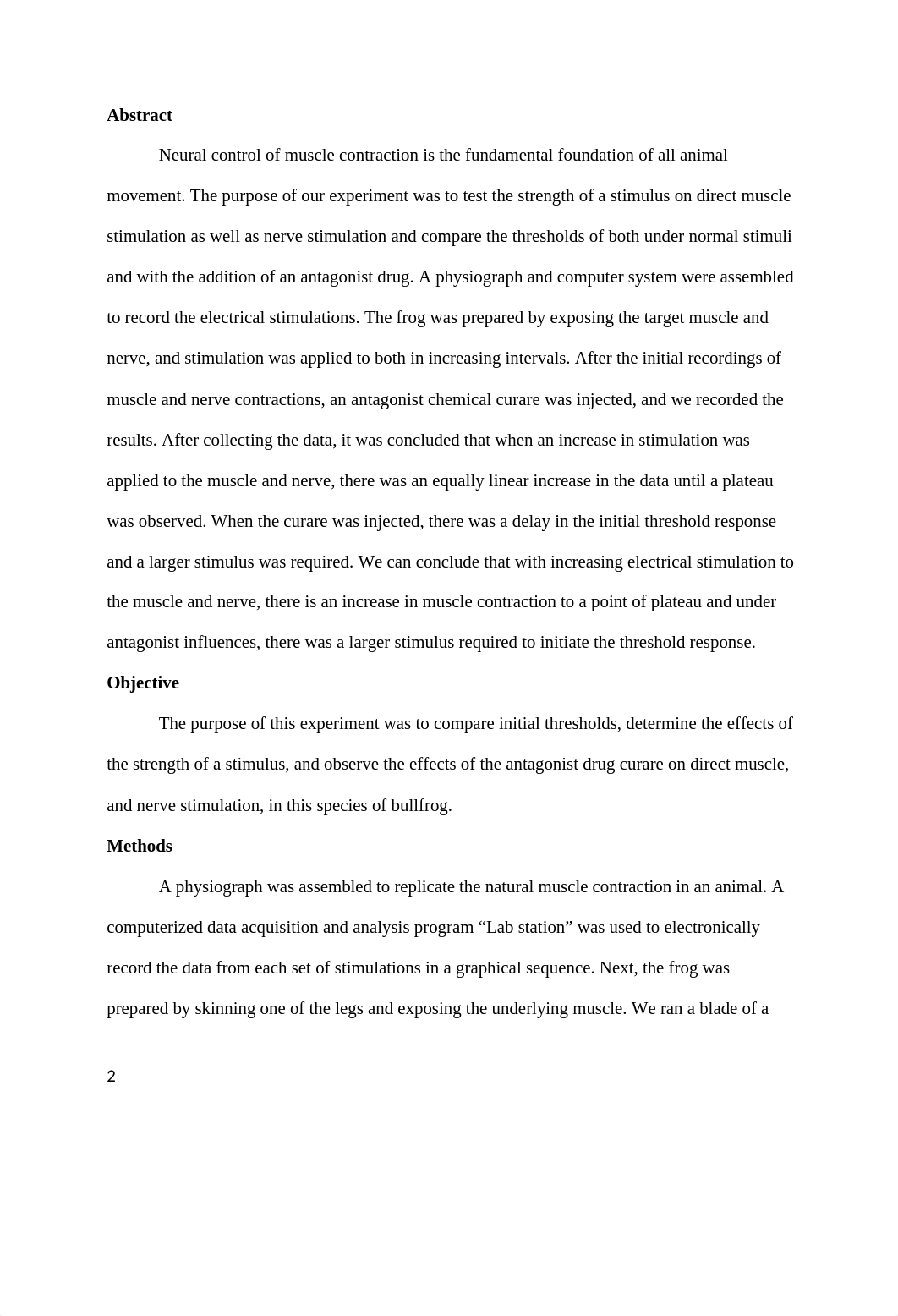 Effect of Electrical Stimulation on Muscle and Nerve Contraction of the Bull Frog - Paige Arcement ._d1ki93j7b9r_page2